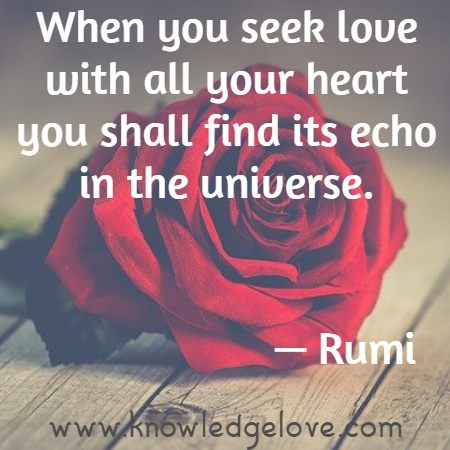 When you seek love with all your heart you shall find its echo in the universe.